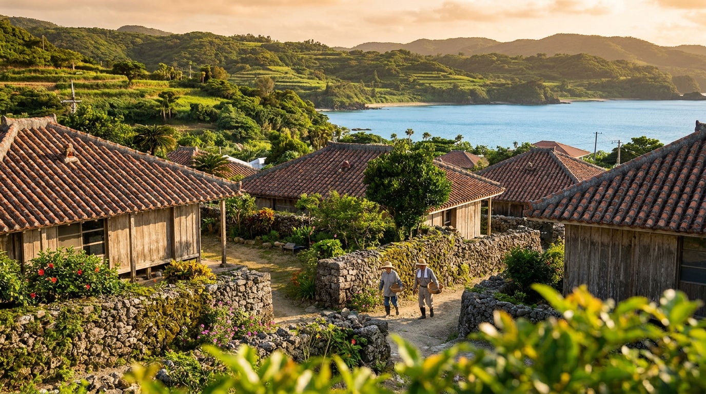 A traditional Okinawan village where elders live close to the floor